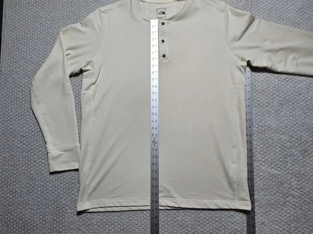 The North Face Mens Off White Long Sleeve Henley Shirt Size XL